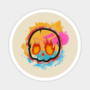 skull fire watercolor Magnet